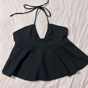 black halter crop top